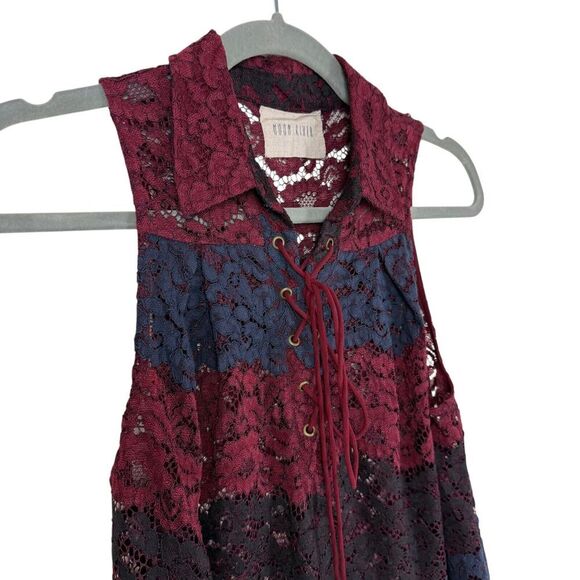 Anthropologie Moon River Top Womens Small Red Blue Black Lace Whimsigoth Y2K - Picture 6 of 10
